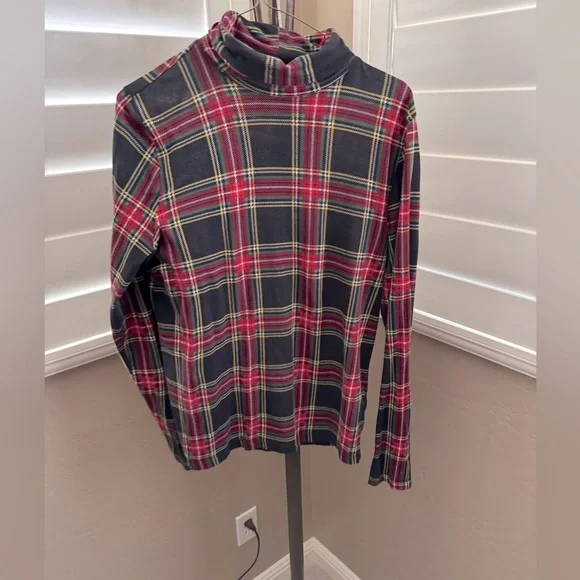 J Crew Stewart tartan plaid printed tissue turtleneck shirt Size M - Picture 3 of 6